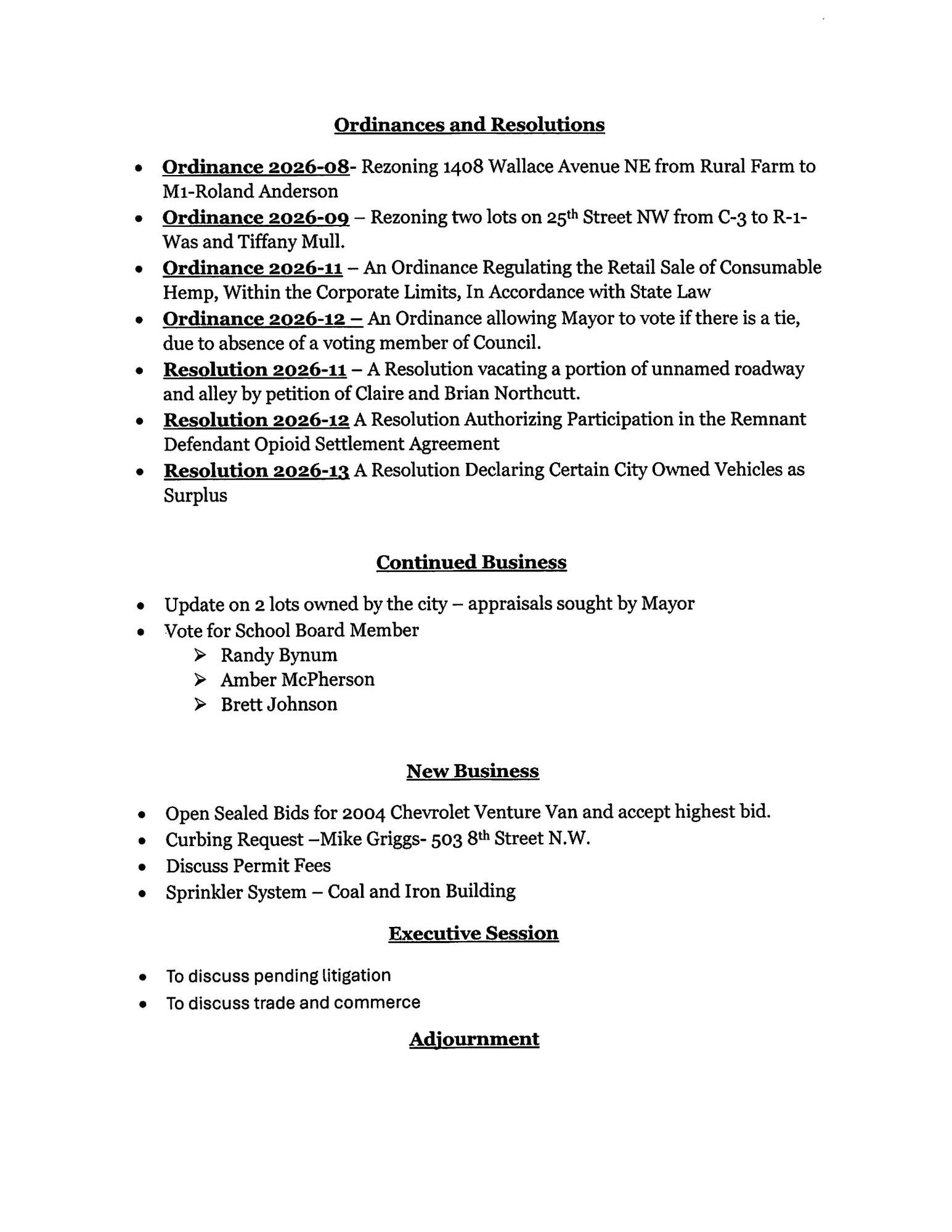 City Council Agenda