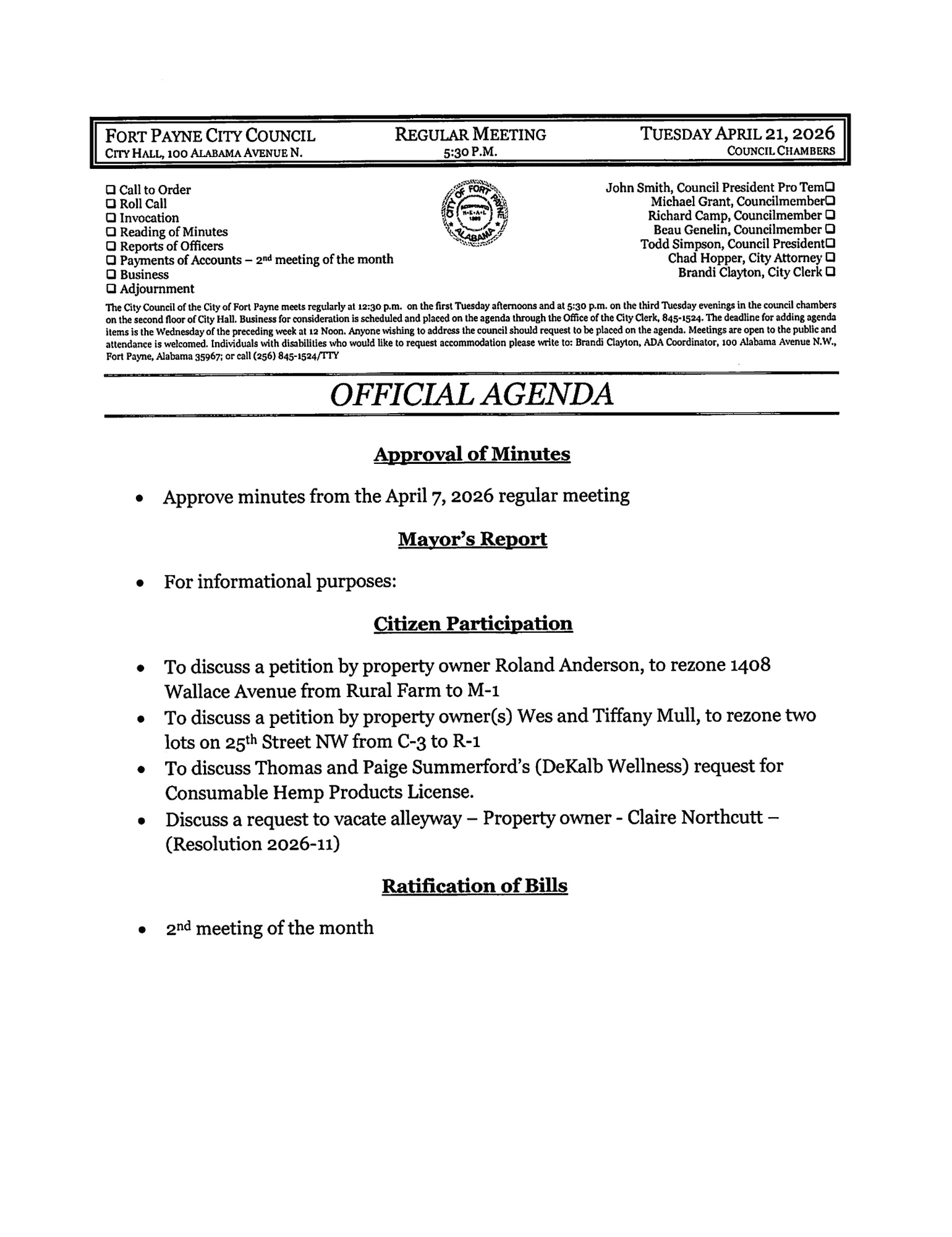 City Council Agenda