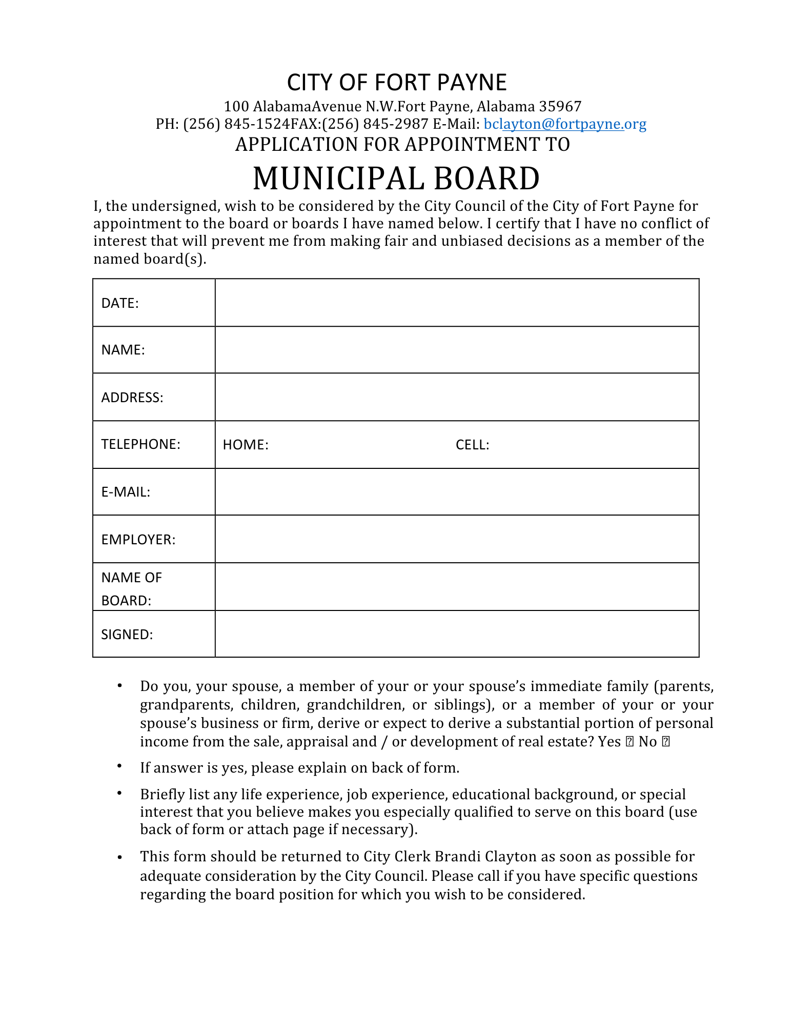 School Board Application