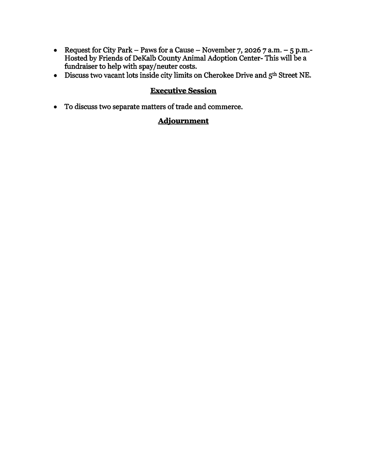 City Council Meeting Agenda